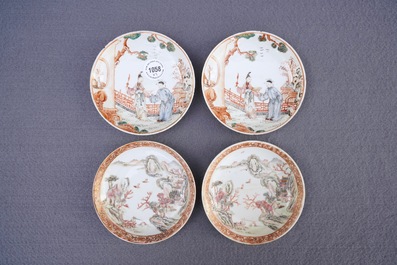 Twee paar fijne Chinese famille rose koppen en schotels, Yongzheng/Qianlong